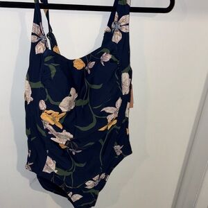 Shade & Shore Navy Floral One-Piece Swimsuit